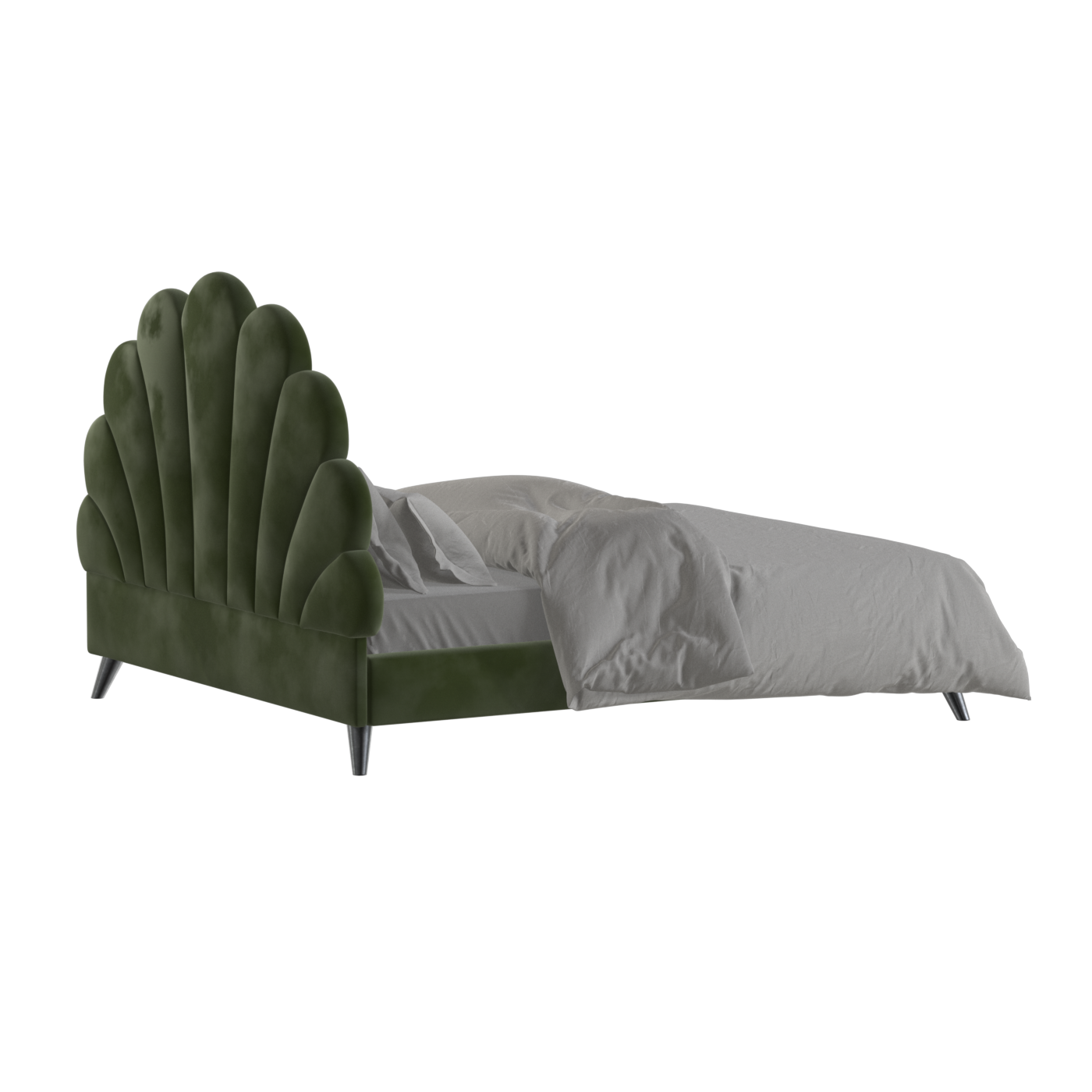 Evelina Curved Headboard Bed in Soft Upholstery