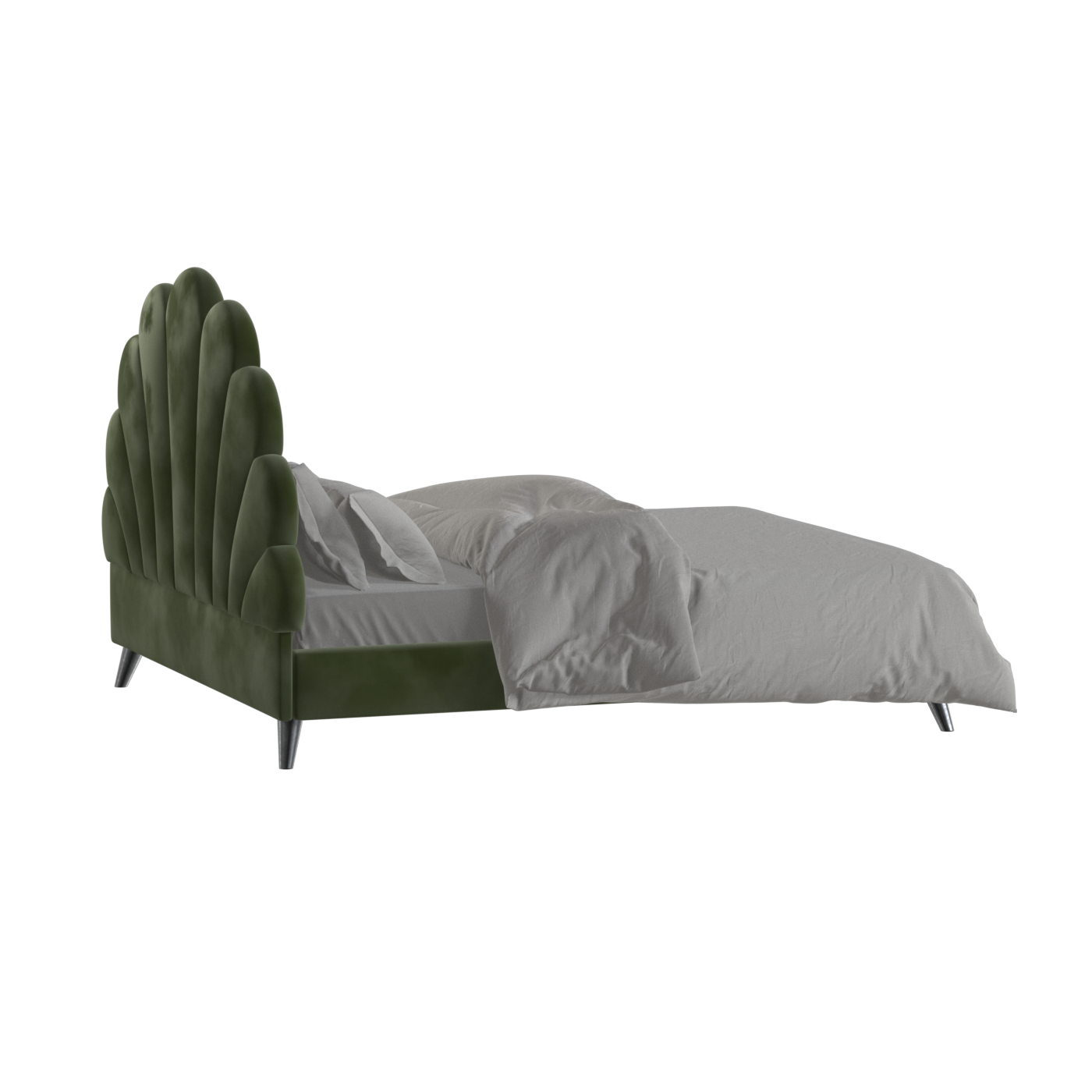 Evelina Curved Headboard Bed in Soft Upholstery
