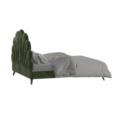 Evelina Curved Headboard Bed in Soft Upholstery