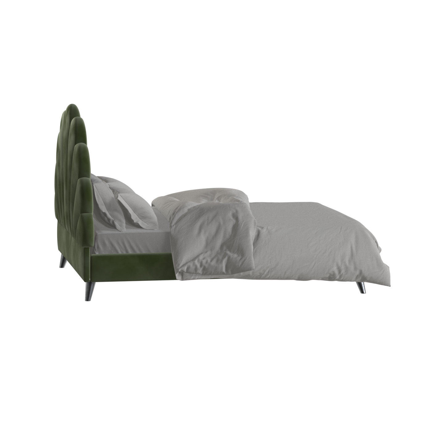 Evelina Curved Headboard Bed in Soft Upholstery
