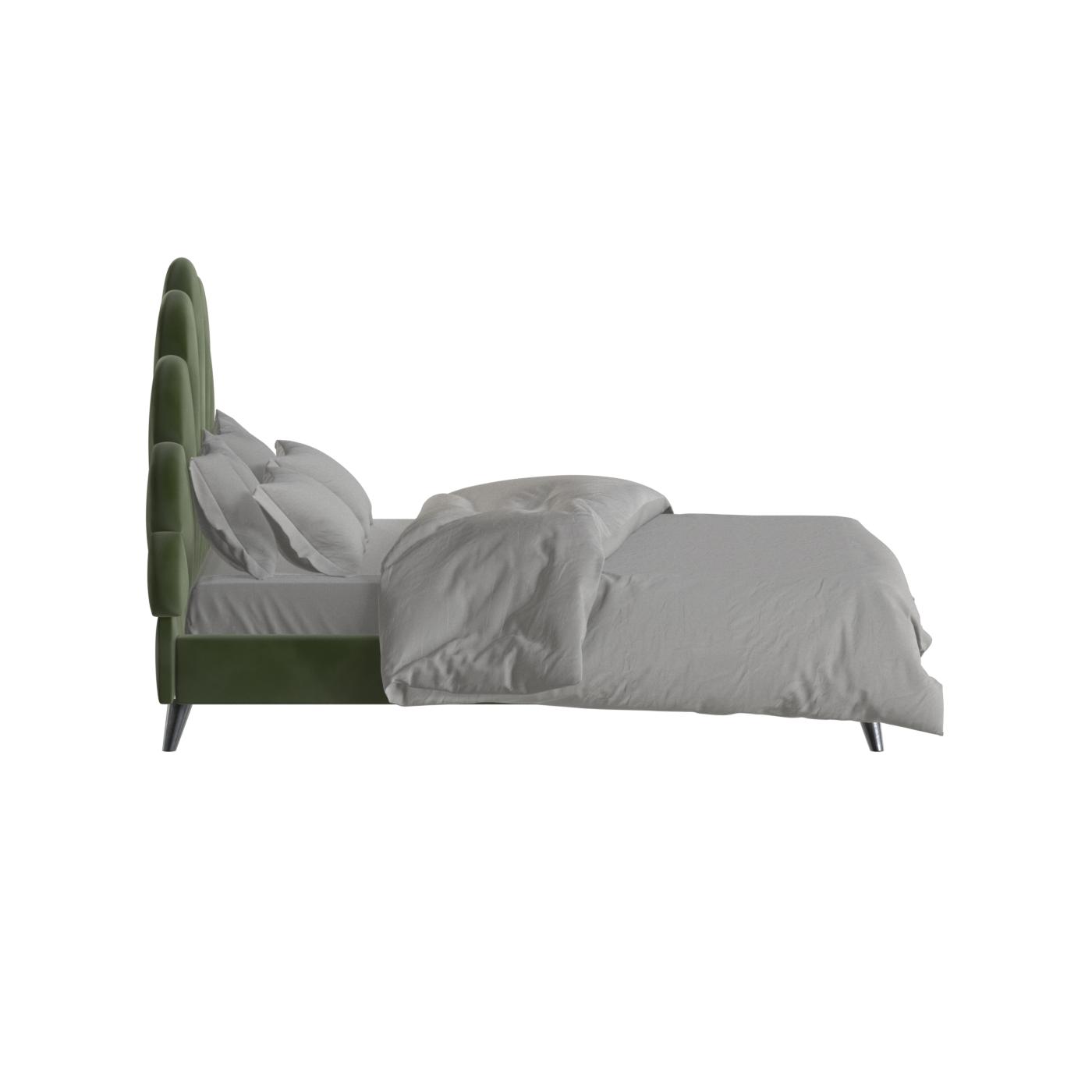 Evelina Curved Headboard Bed in Soft Upholstery