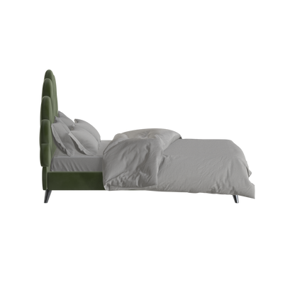 Evelina Curved Headboard Bed in Soft Upholstery