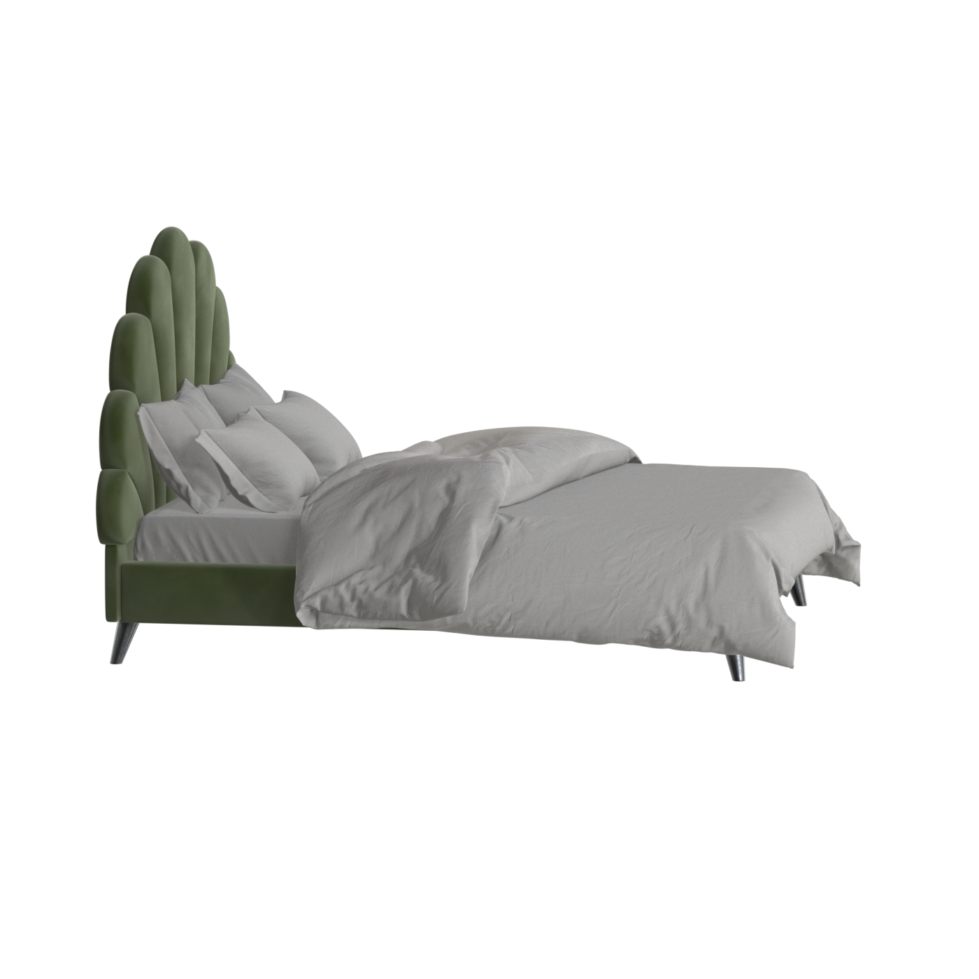 Evelina Curved Headboard Bed in Soft Upholstery