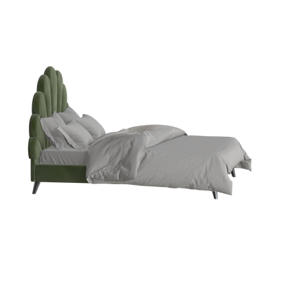 Evelina Curved Headboard Bed in Soft Upholstery