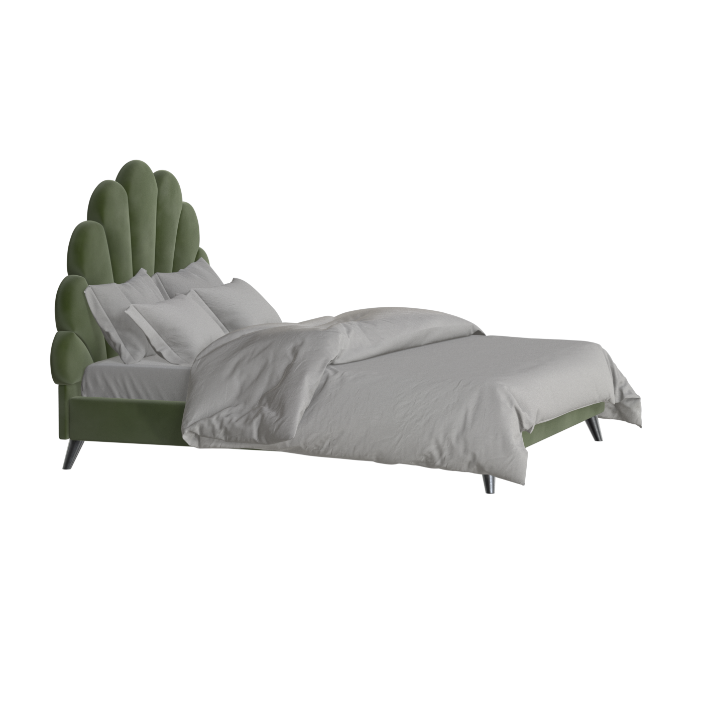 Evelina Curved Headboard Bed in Soft Upholstery