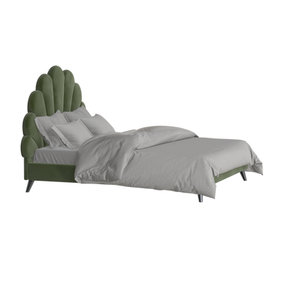 Evelina Curved Headboard Bed in Soft Upholstery