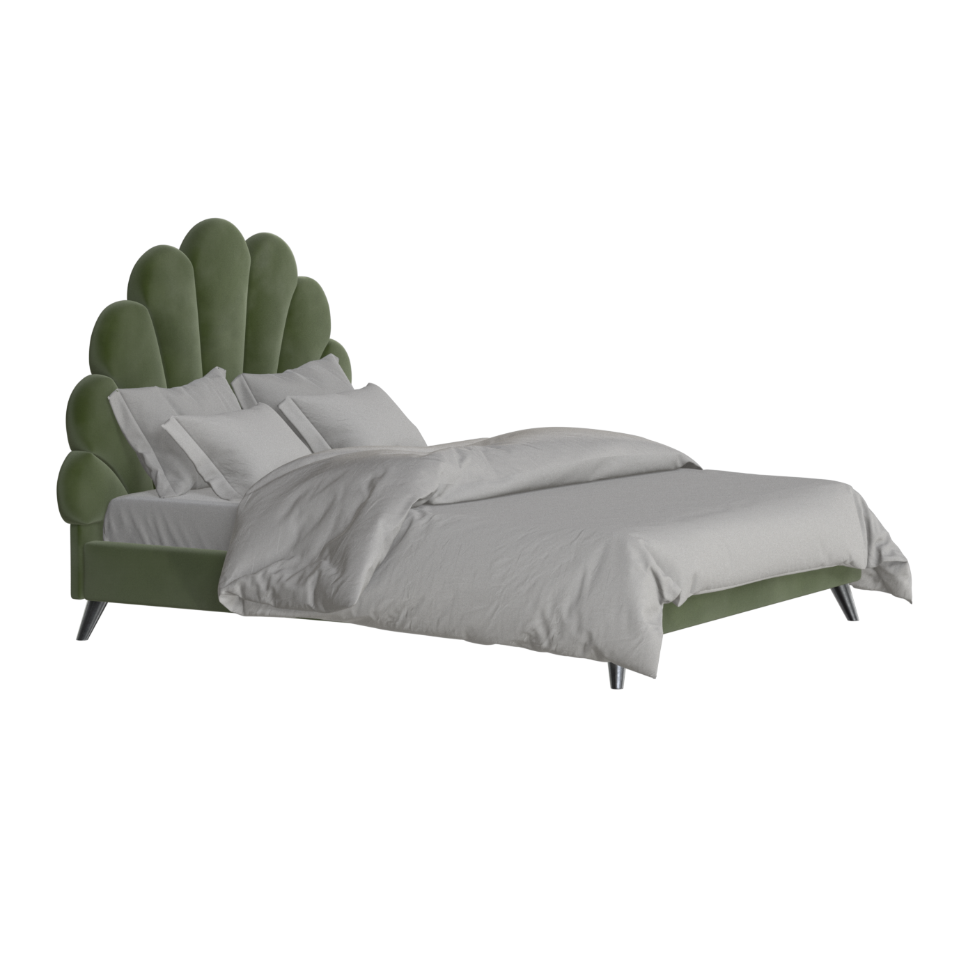 Evelina Curved Headboard Bed in Soft Upholstery