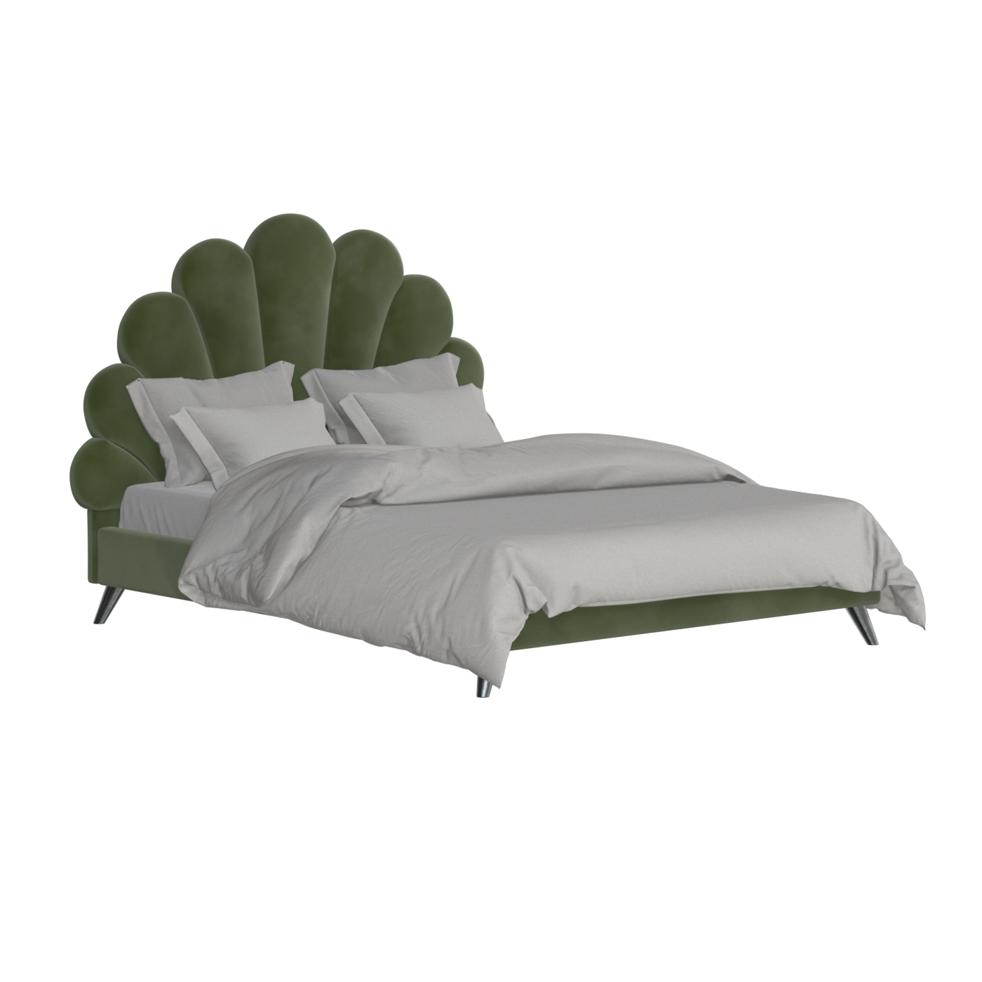 Evelina Curved Headboard Bed in Soft Upholstery
