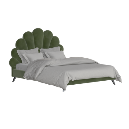 Evelina Curved Headboard Bed in Soft Upholstery