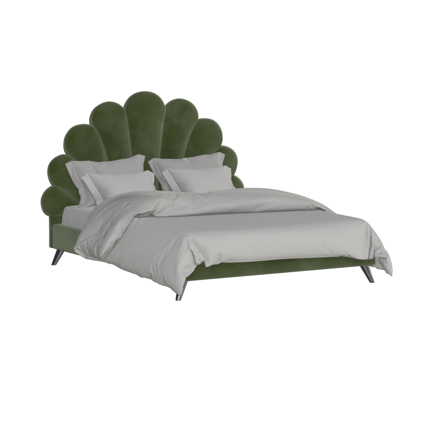 Evelina Curved Headboard Bed in Soft Upholstery