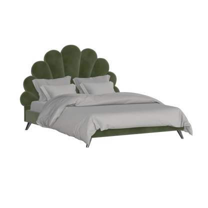 Evelina Curved Headboard Bed in Soft Upholstery