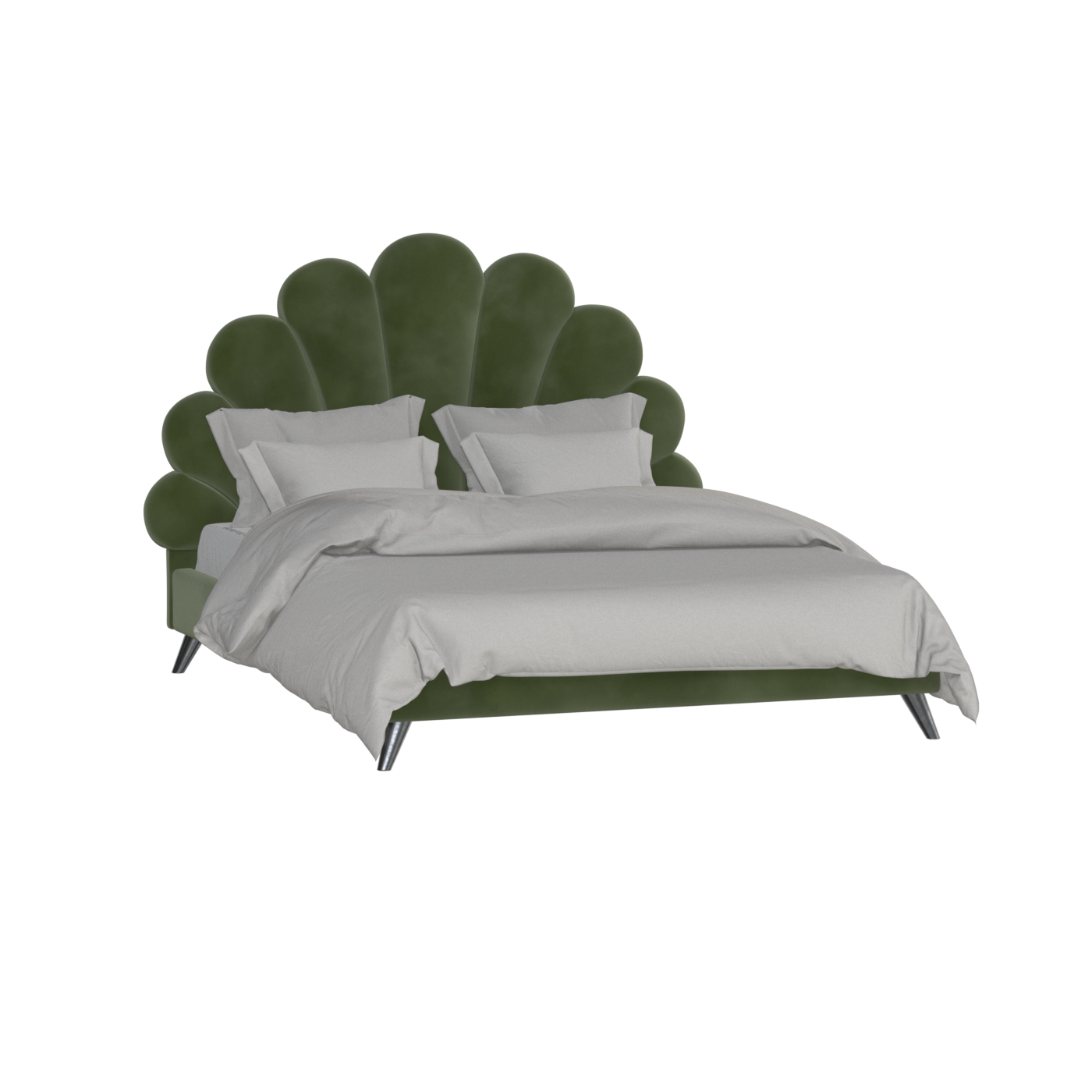 Evelina Curved Headboard Bed in Soft Upholstery