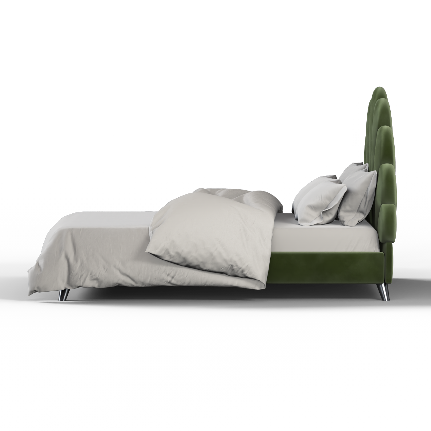 Evelina Curved Headboard Bed in Soft Upholstery