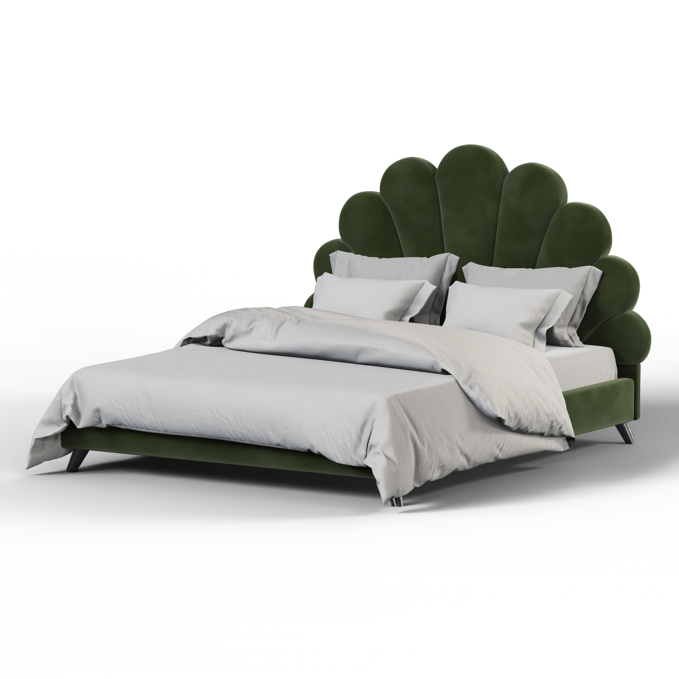 Evelina Curved Headboard Bed in Soft Upholstery