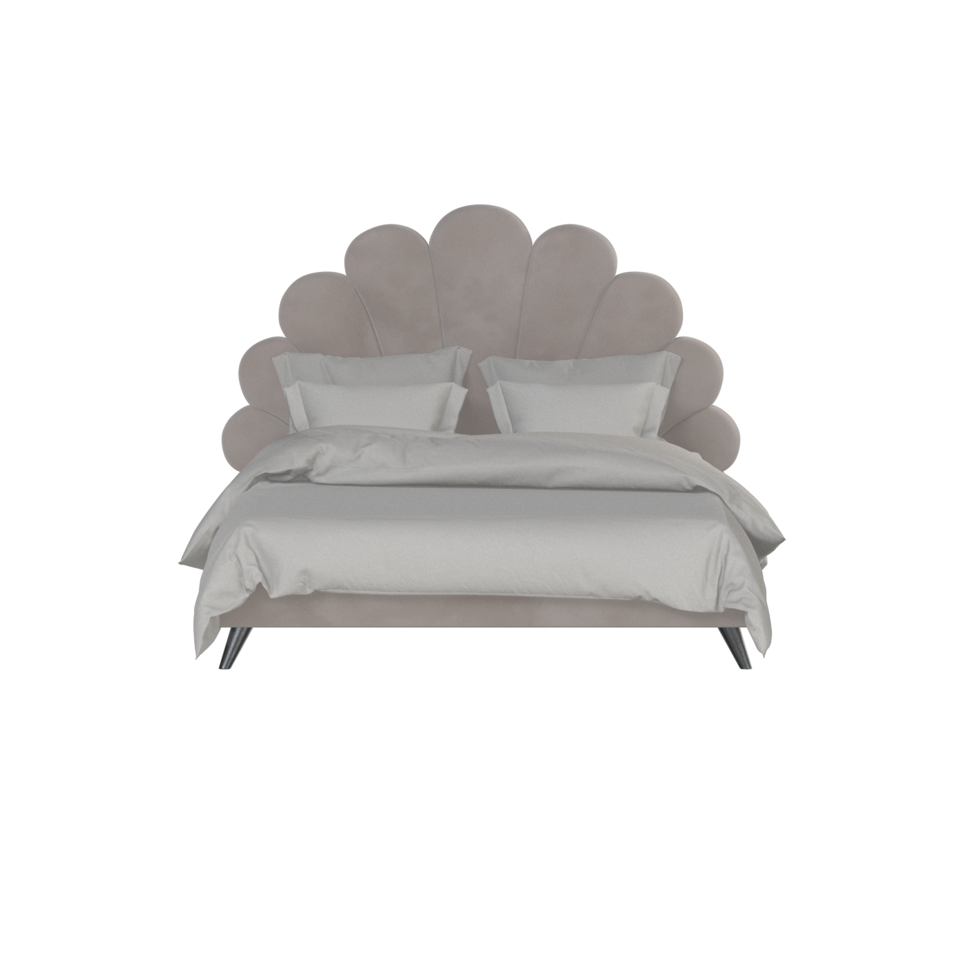 Evelina Curved Headboard Bed in Soft Upholstery
