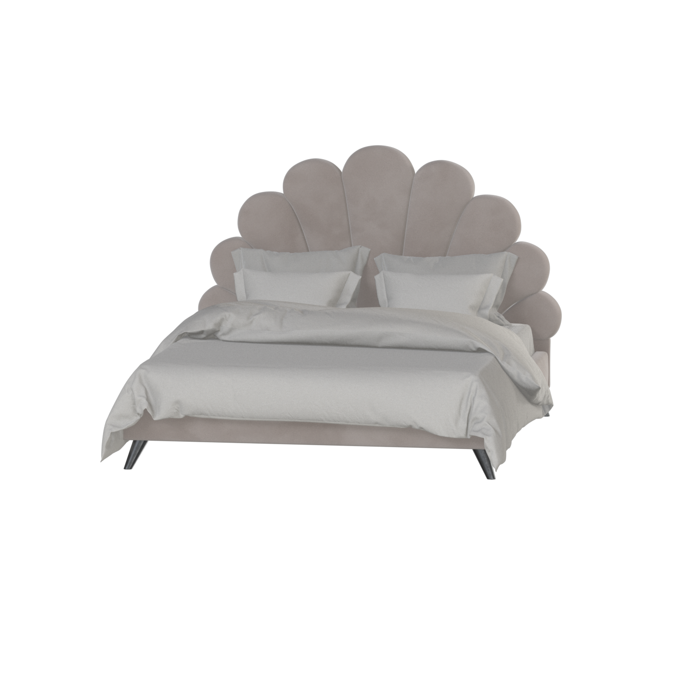 Evelina Curved Headboard Bed in Soft Upholstery