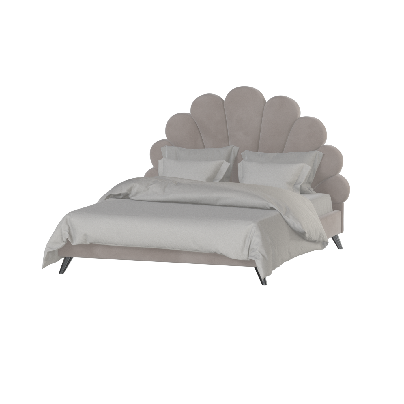 Evelina Curved Headboard Bed in Soft Upholstery