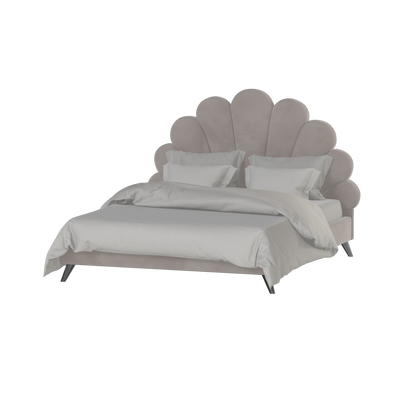 Evelina Curved Headboard Bed in Soft Upholstery