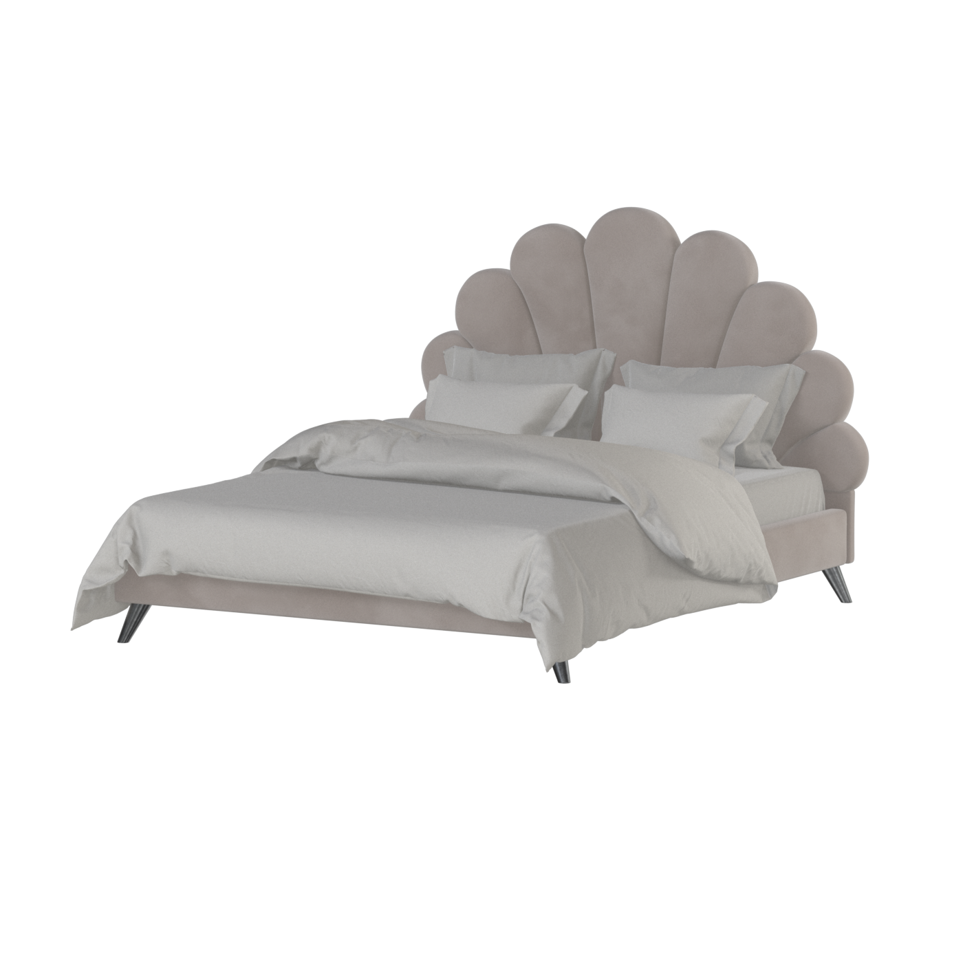 Evelina Curved Headboard Bed in Soft Upholstery
