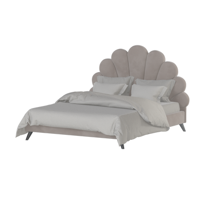 Evelina Curved Headboard Bed in Soft Upholstery