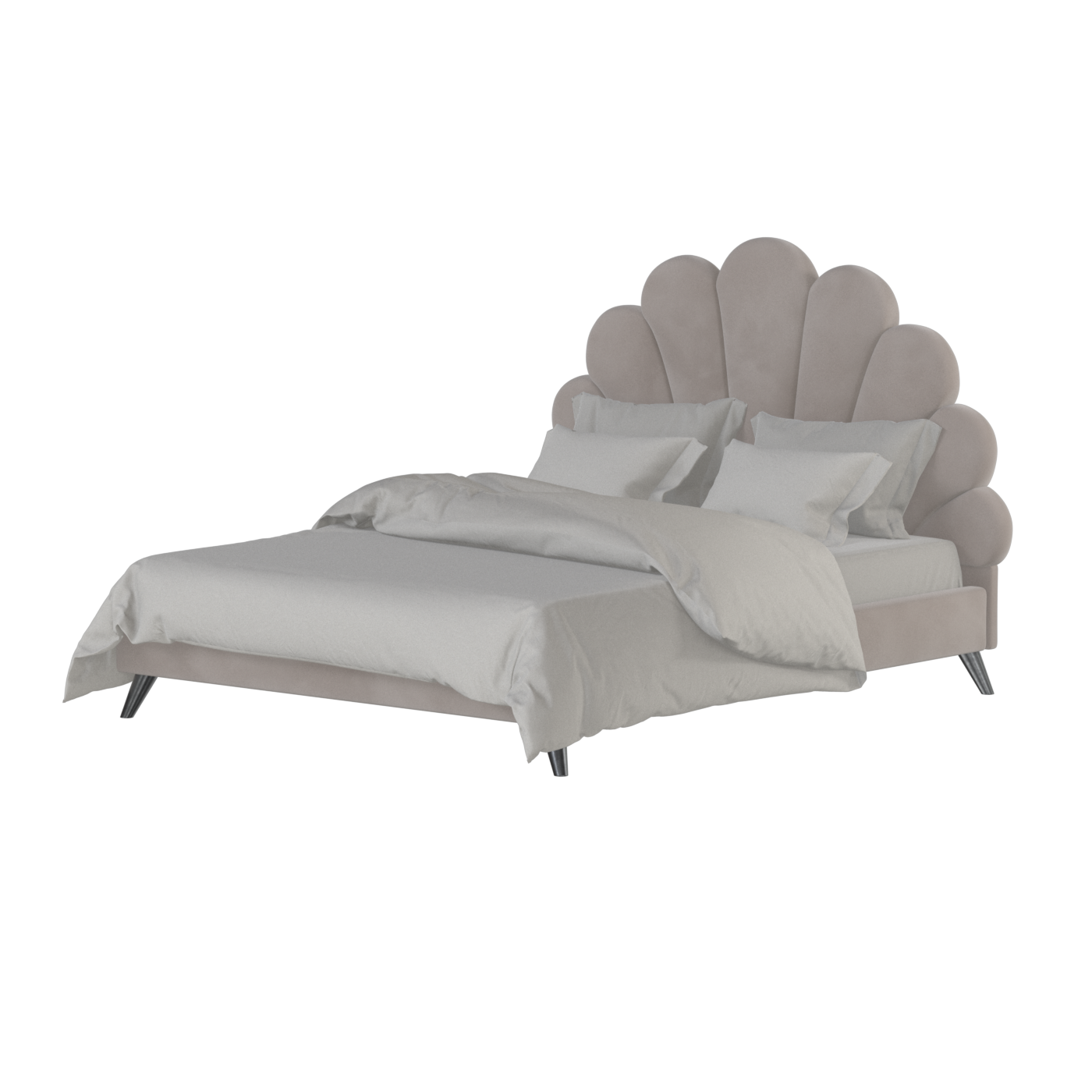 Evelina Curved Headboard Bed in Soft Upholstery