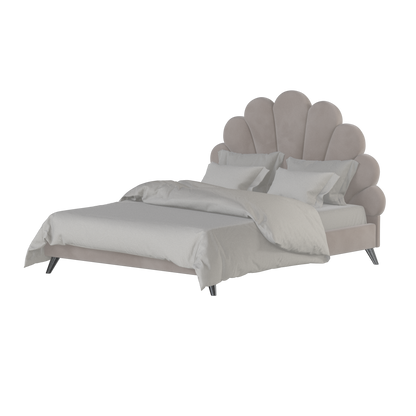 Evelina Curved Headboard Bed in Soft Upholstery