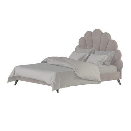 Evelina Curved Headboard Bed in Soft Upholstery