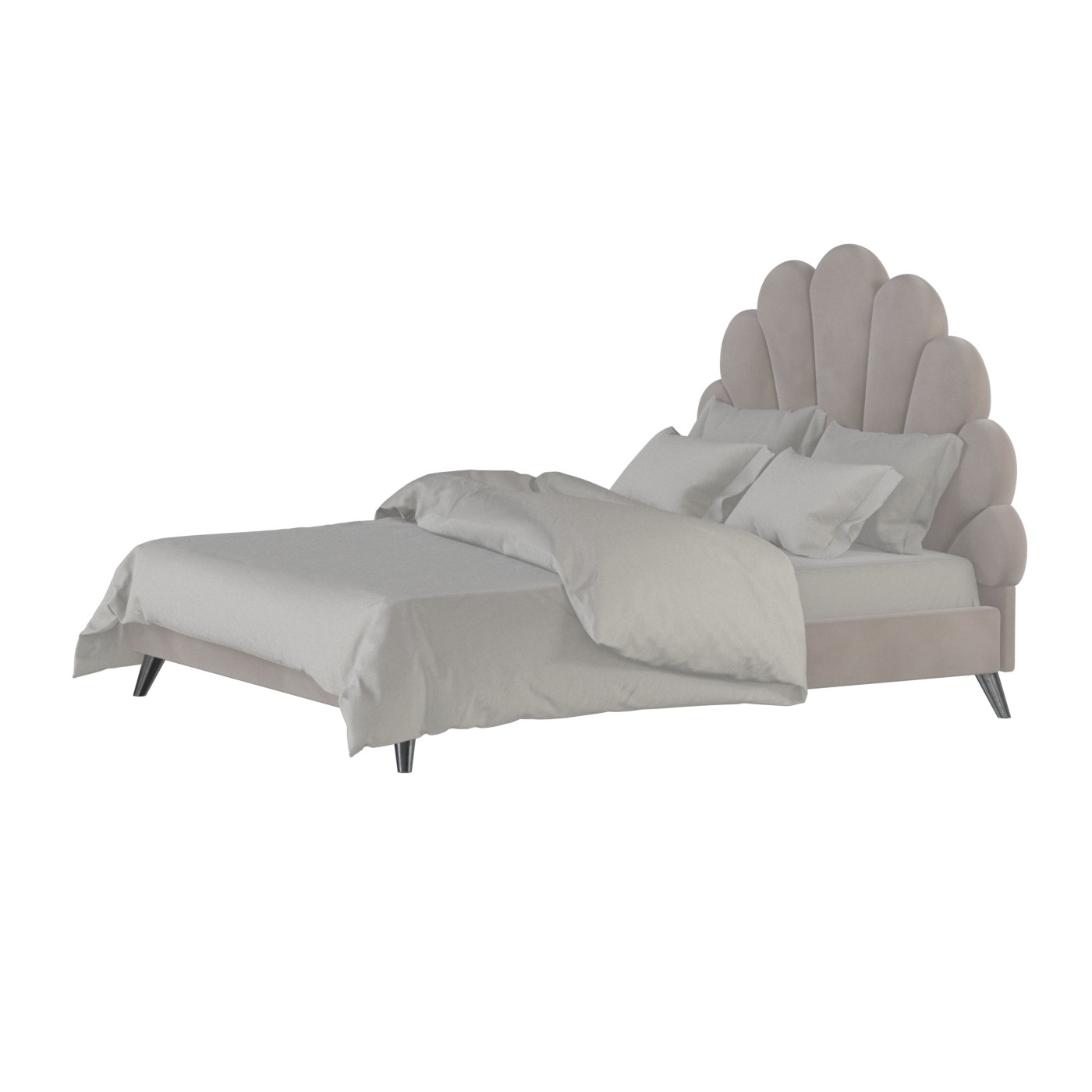 Evelina Curved Headboard Bed in Soft Upholstery