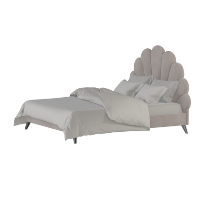 Evelina Curved Headboard Bed in Soft Upholstery