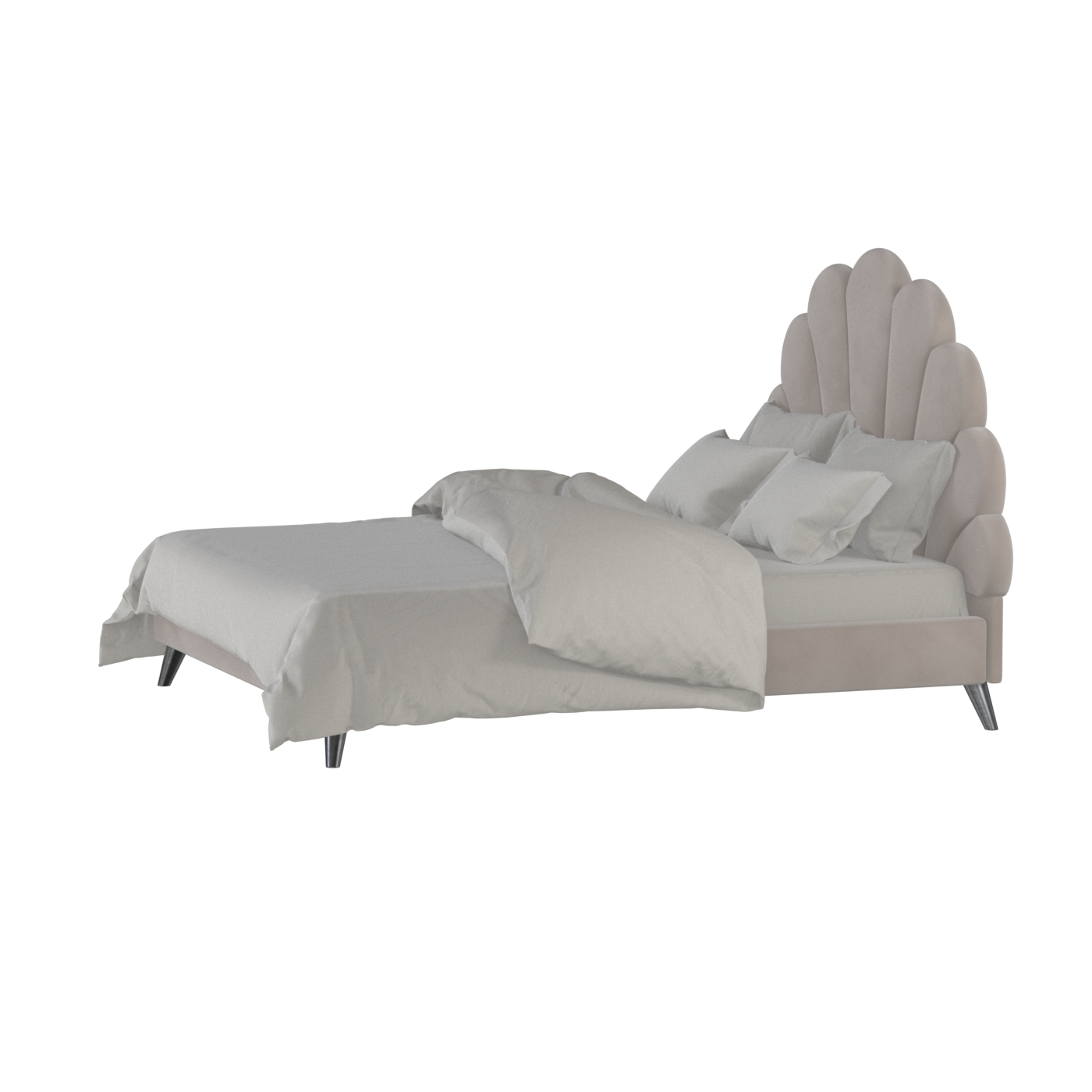 Evelina Curved Headboard Bed in Soft Upholstery