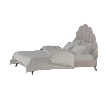 Evelina Curved Headboard Bed in Soft Upholstery