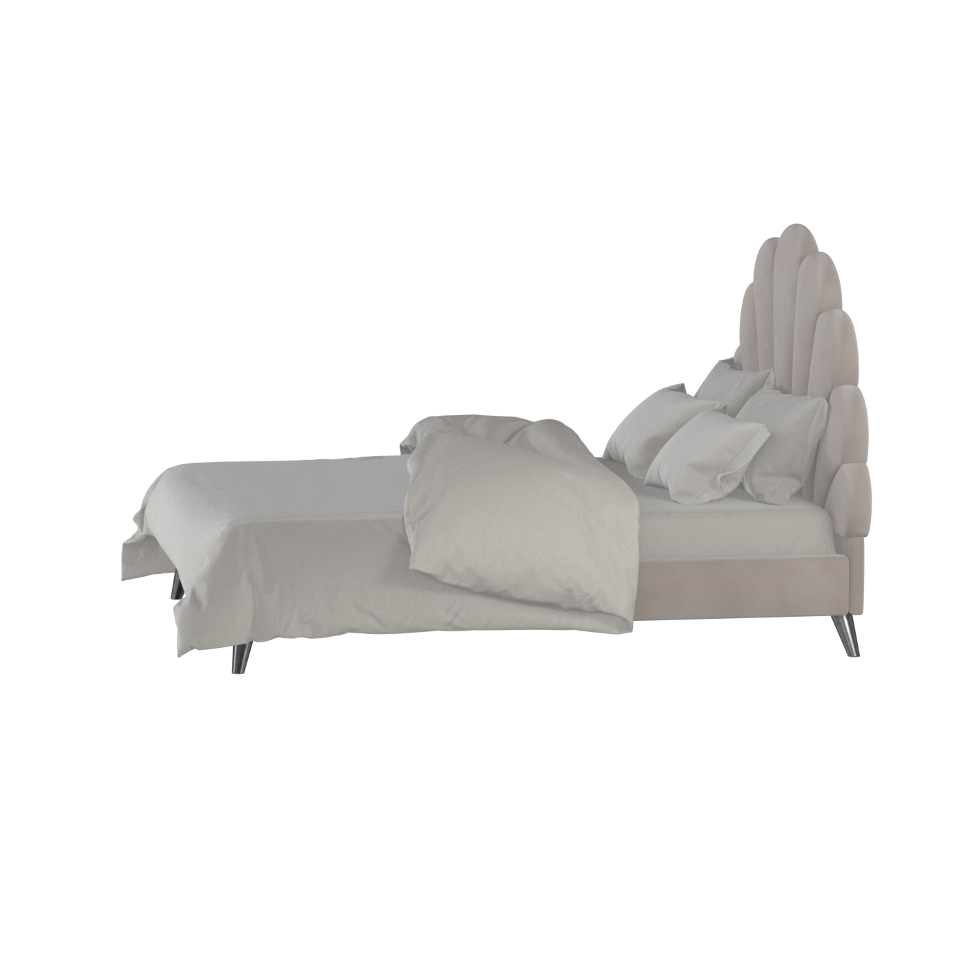 Evelina Curved Headboard Bed in Soft Upholstery