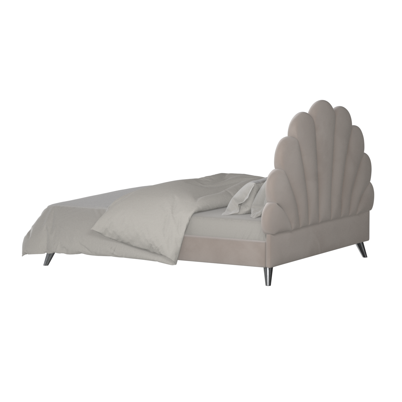 Evelina Curved Headboard Bed in Soft Upholstery