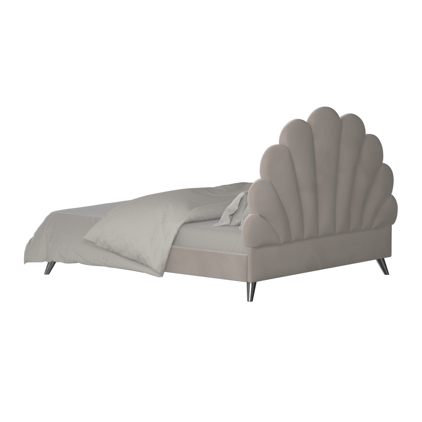 Evelina Curved Headboard Bed in Soft Upholstery