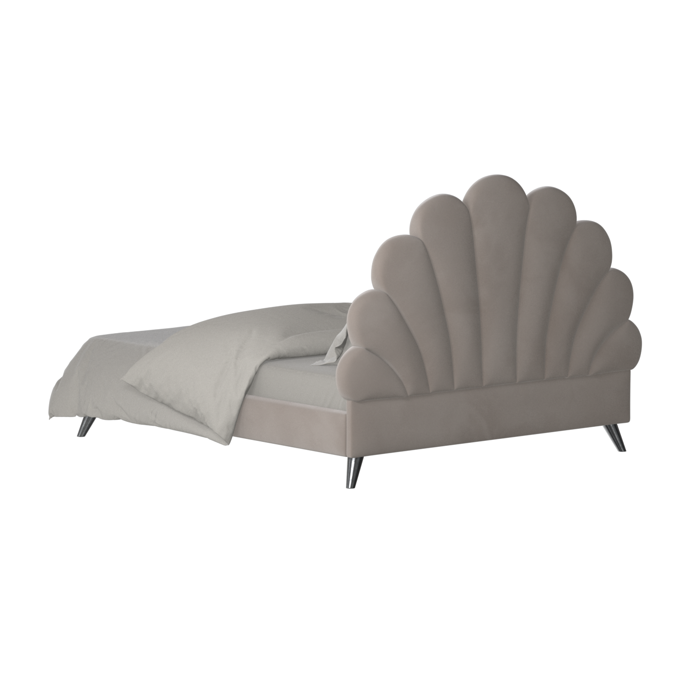 Evelina Curved Headboard Bed in Soft Upholstery