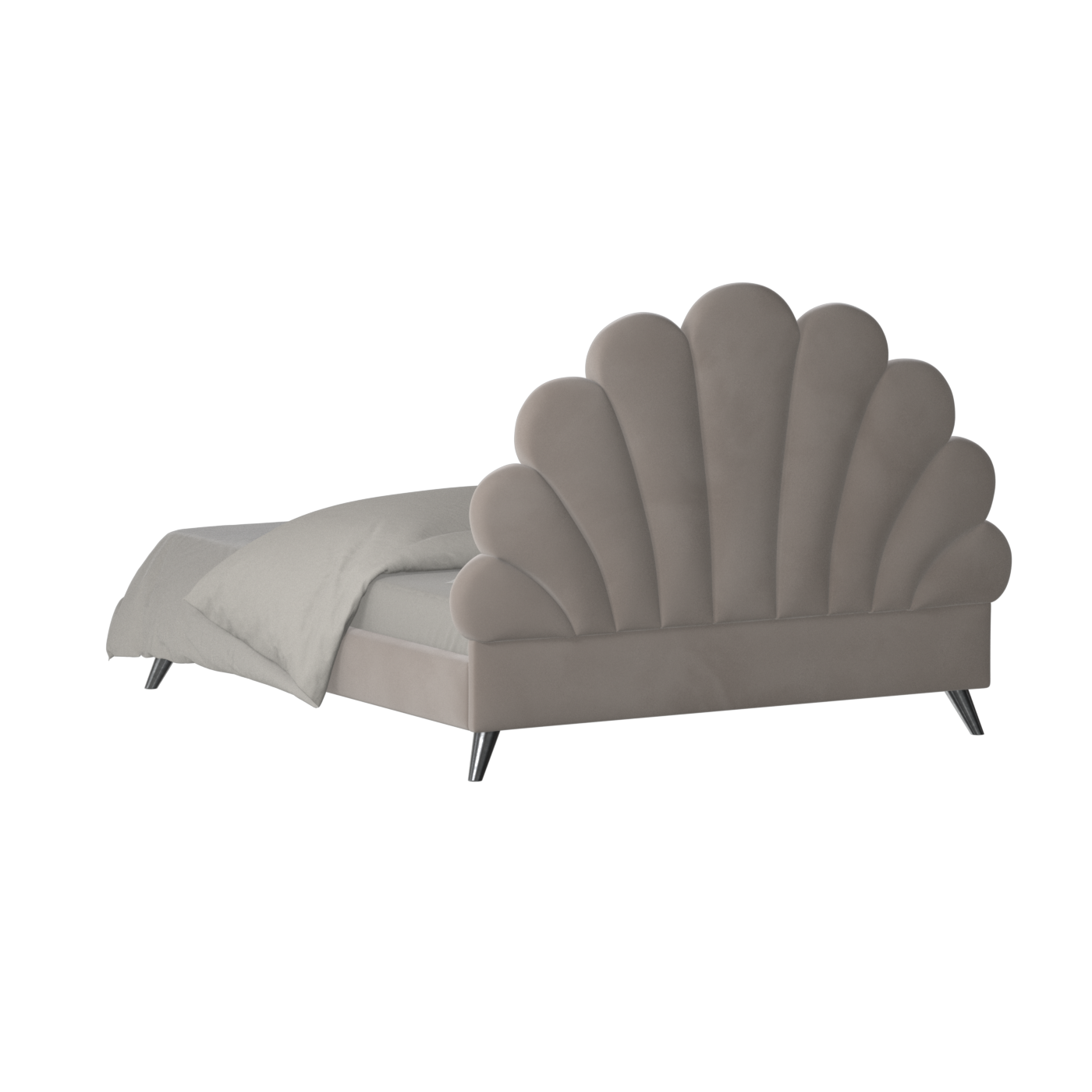 Evelina Curved Headboard Bed in Soft Upholstery