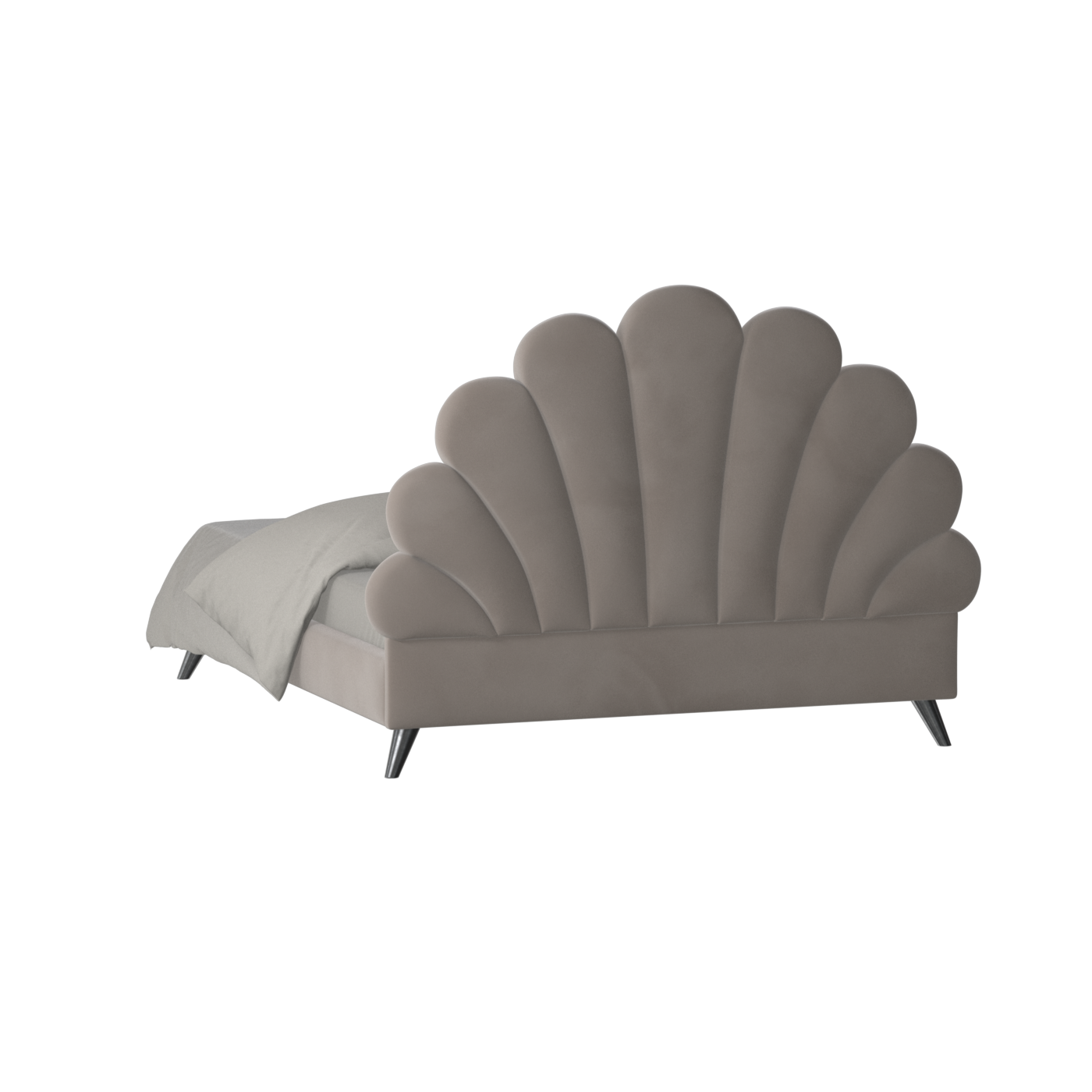 Evelina Curved Headboard Bed in Soft Upholstery
