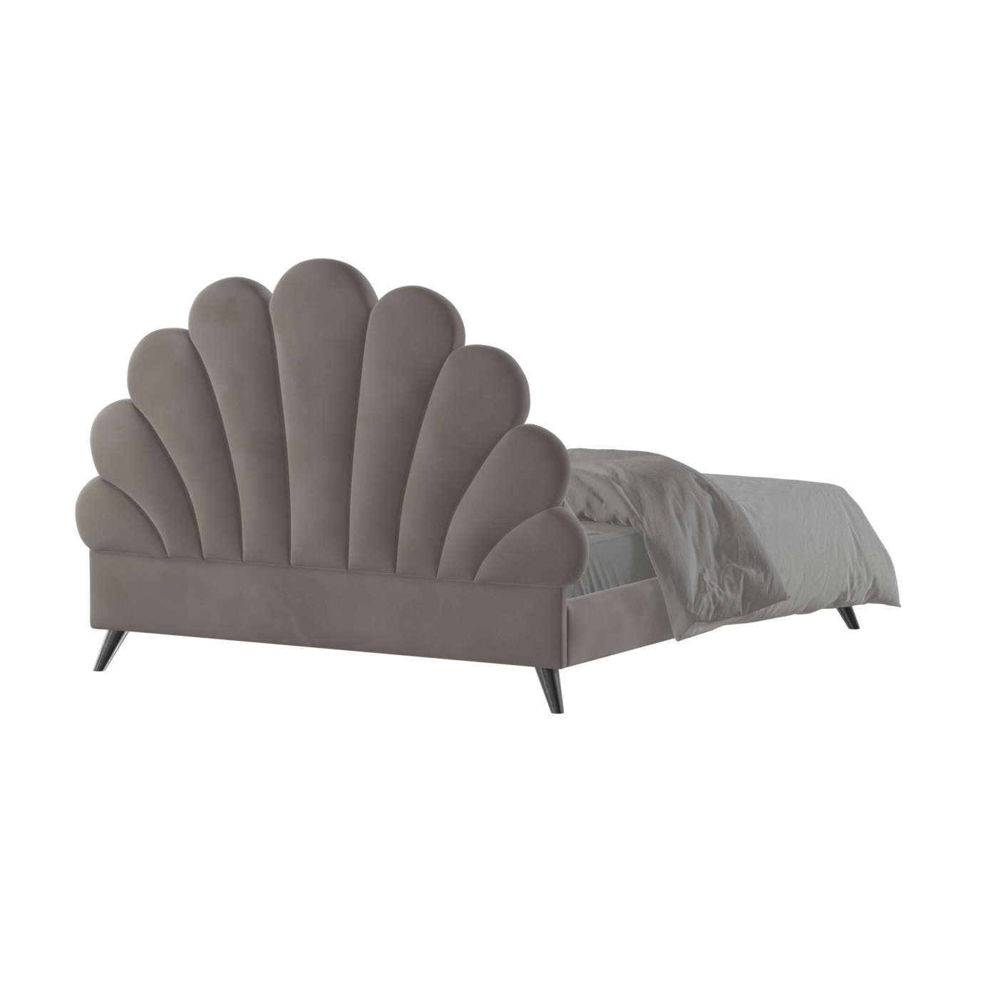 Evelina Curved Headboard Bed in Soft Upholstery