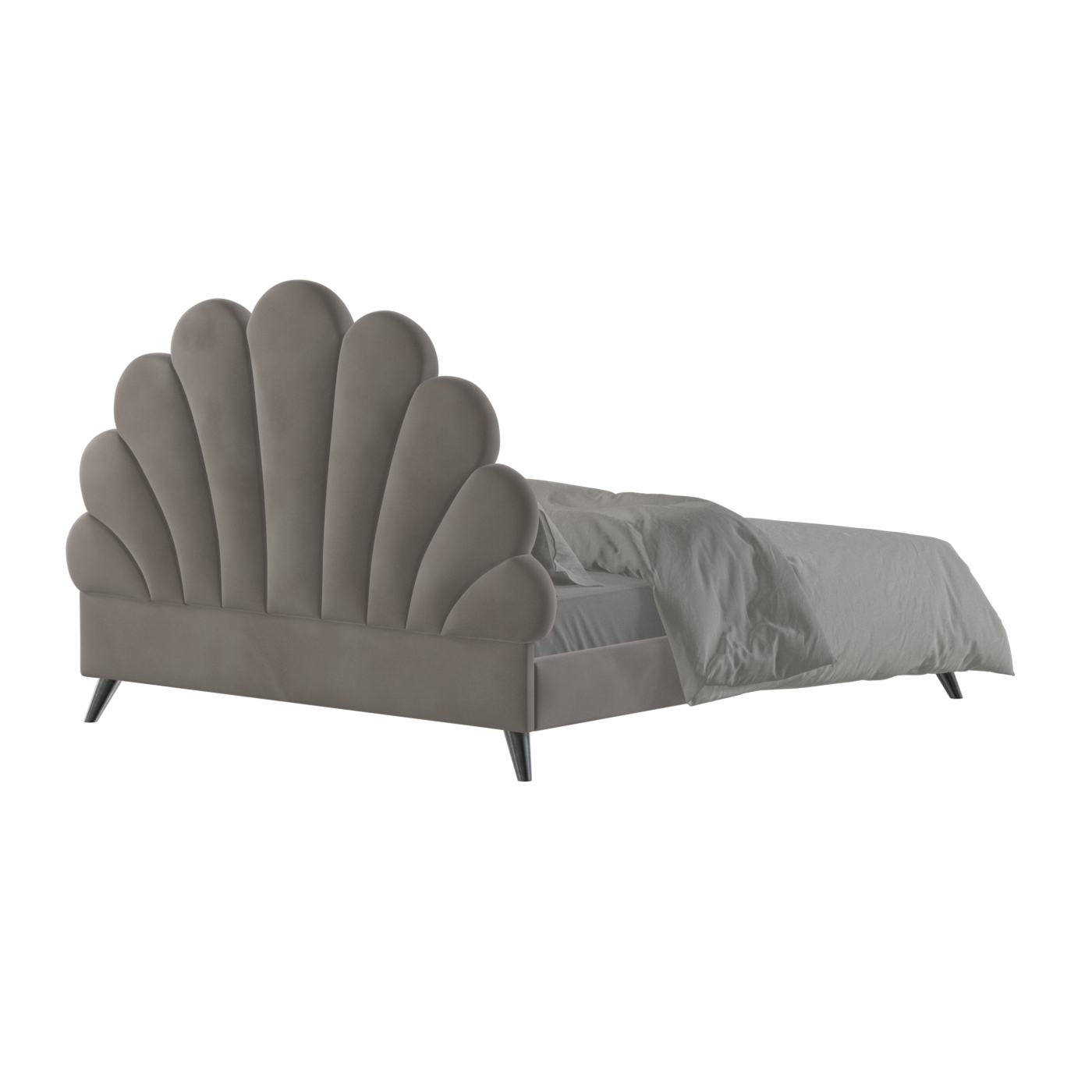 Evelina Curved Headboard Bed in Soft Upholstery