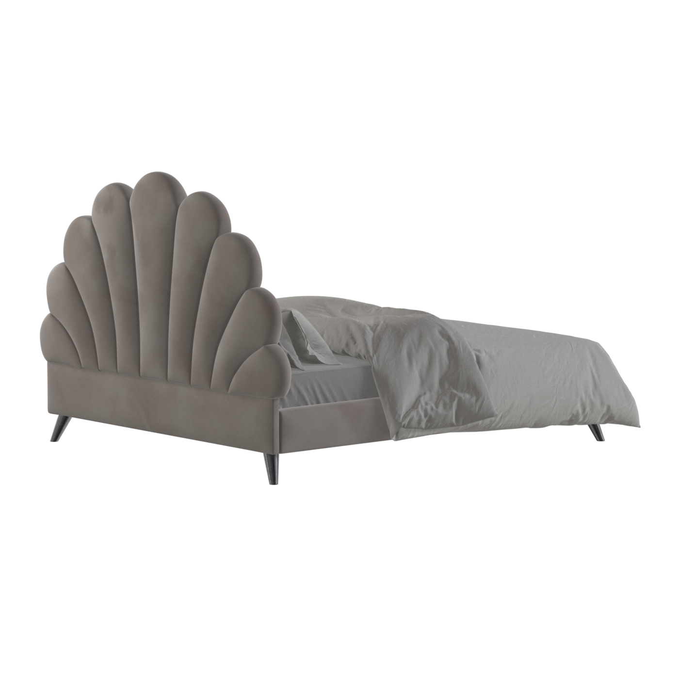 Evelina Curved Headboard Bed in Soft Upholstery