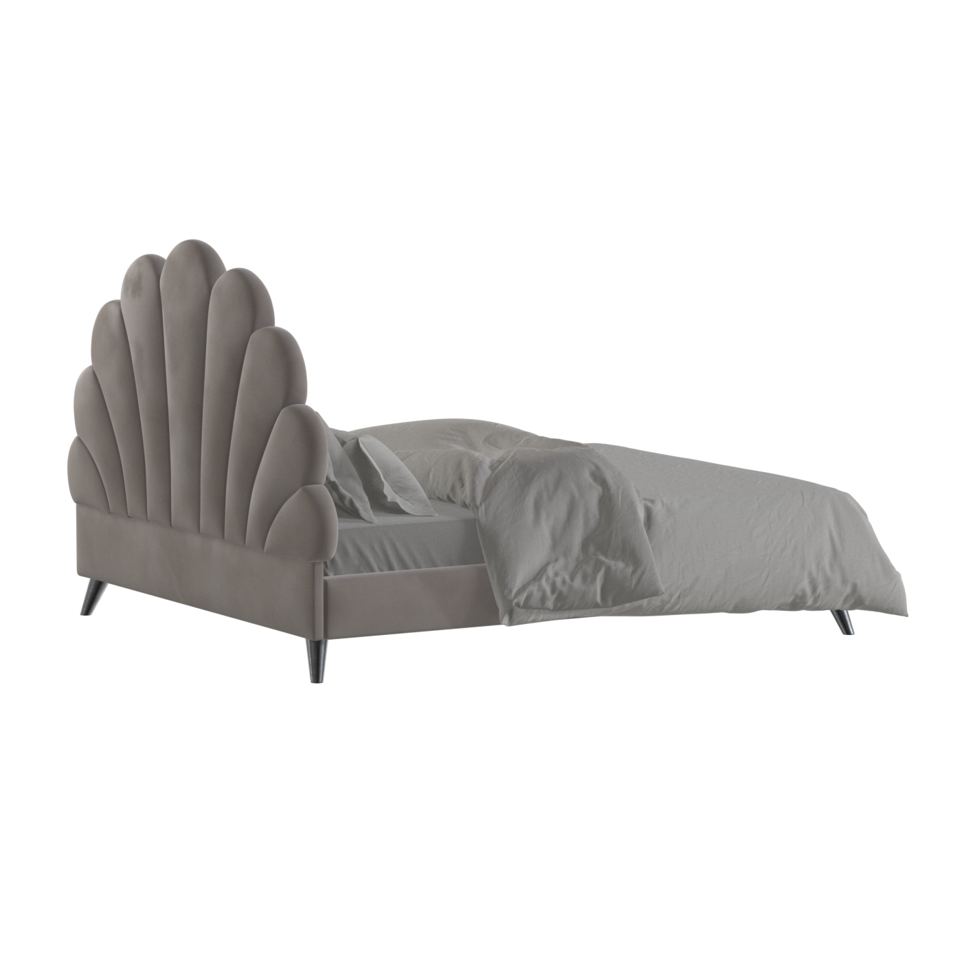 Evelina Curved Headboard Bed in Soft Upholstery
