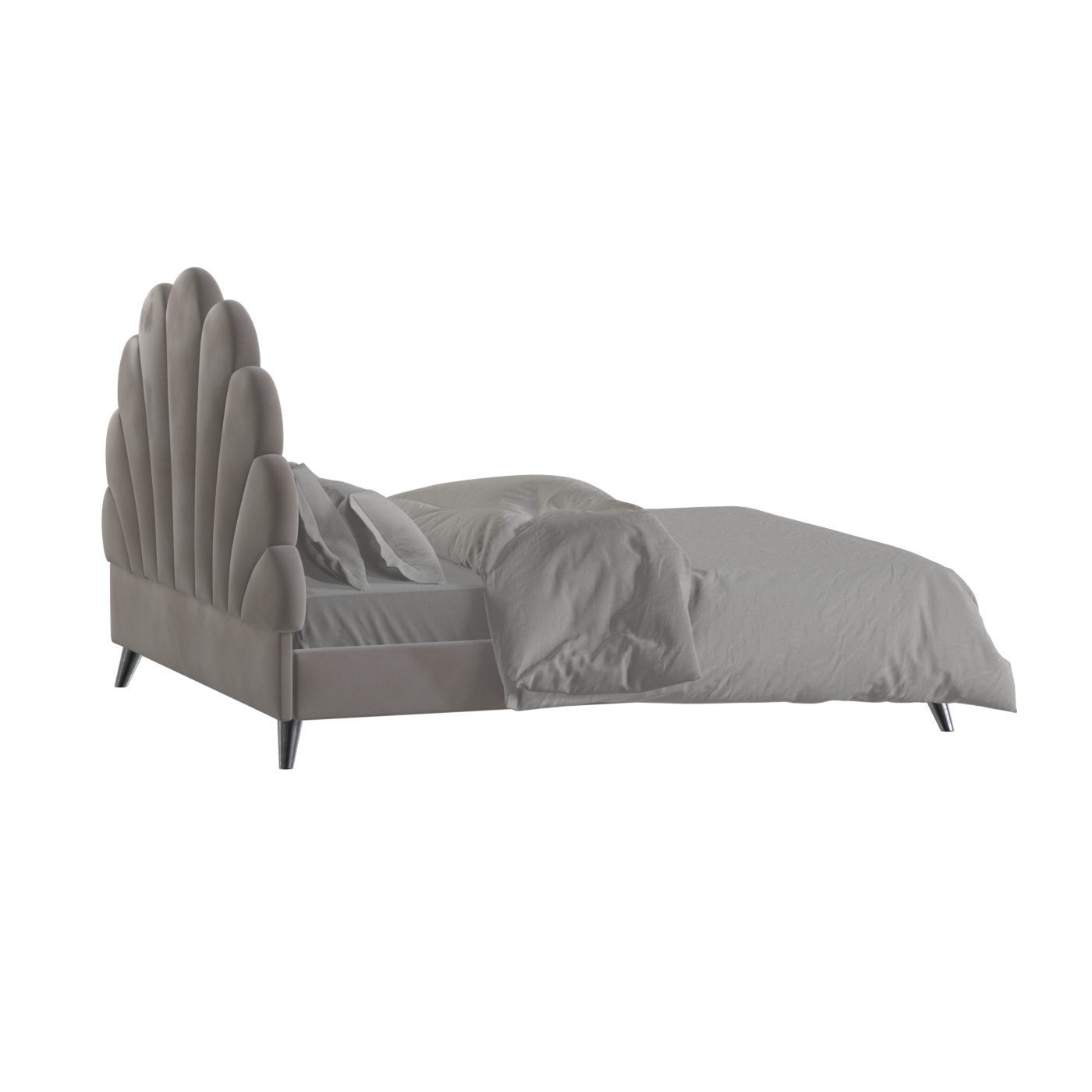 Evelina Curved Headboard Bed in Soft Upholstery