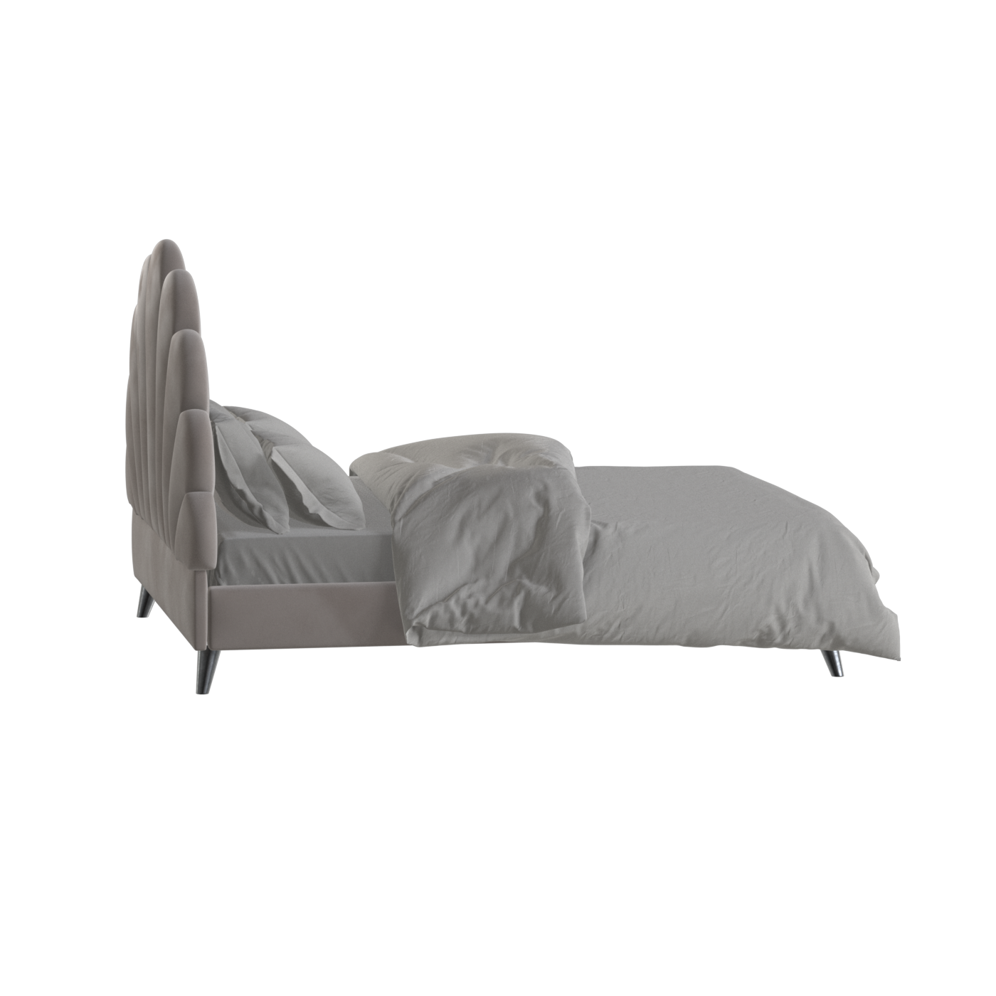 Evelina Curved Headboard Bed in Soft Upholstery