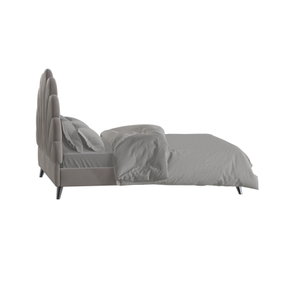 Evelina Curved Headboard Bed in Soft Upholstery