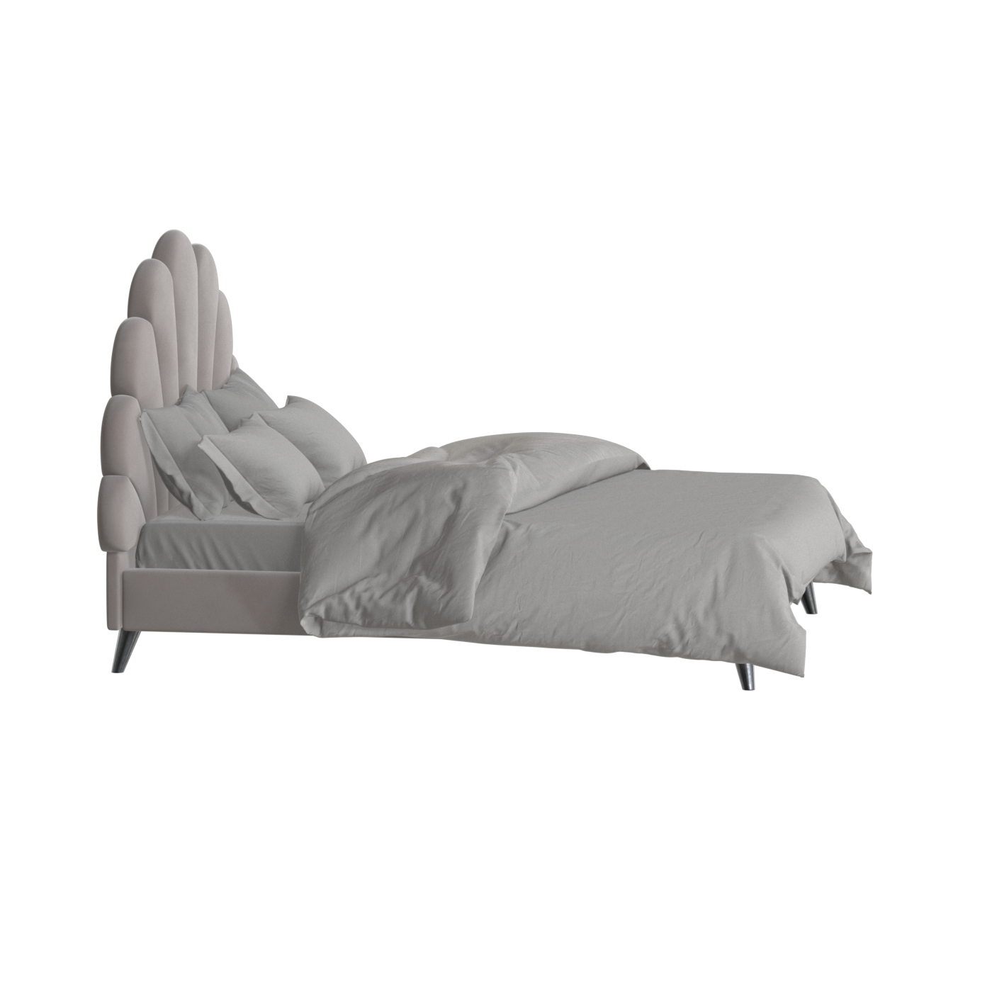 Evelina Curved Headboard Bed in Soft Upholstery