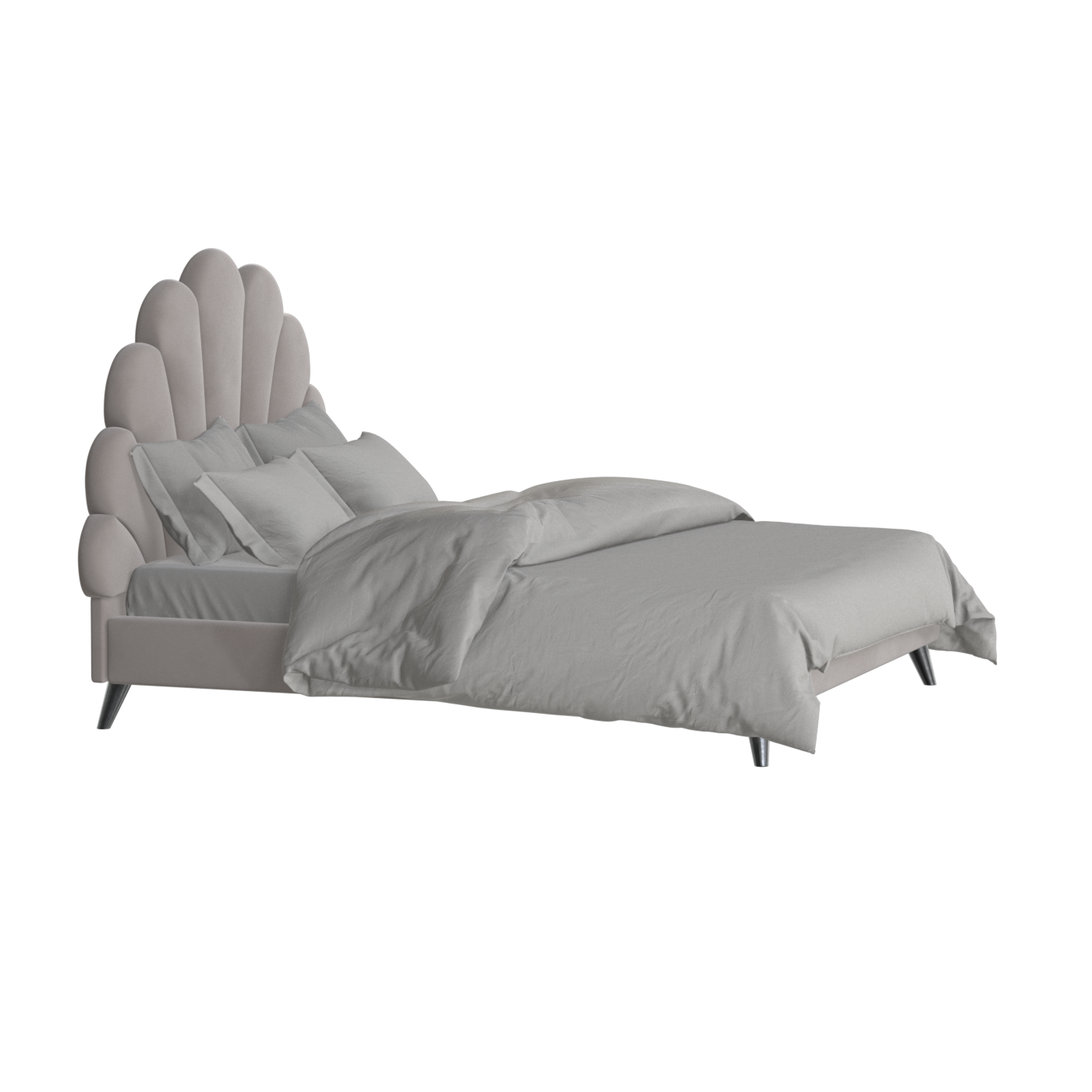 Evelina Curved Headboard Bed in Soft Upholstery