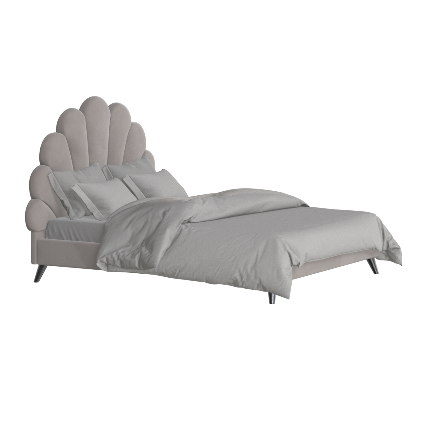 Evelina Curved Headboard Bed in Soft Upholstery