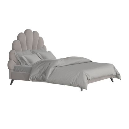 Evelina Curved Headboard Bed in Soft Upholstery