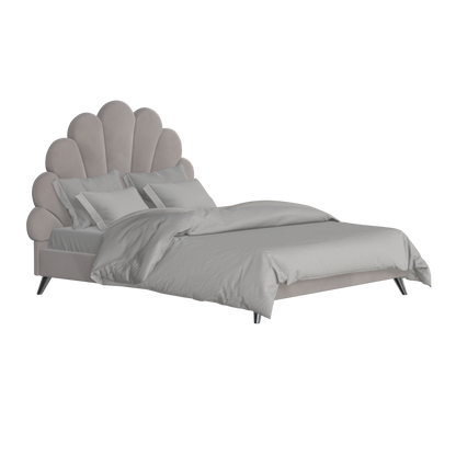 Evelina Curved Headboard Bed in Soft Upholstery