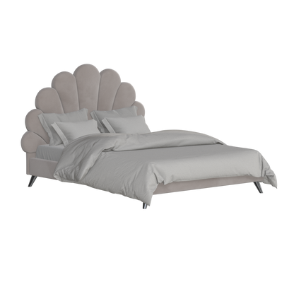 Evelina Curved Headboard Bed in Soft Upholstery